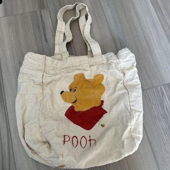 Vintage Winnie The Pooh Tote Canvas Bag Made In India 13x13 Bag‎ 2 - Picture 1 of 12